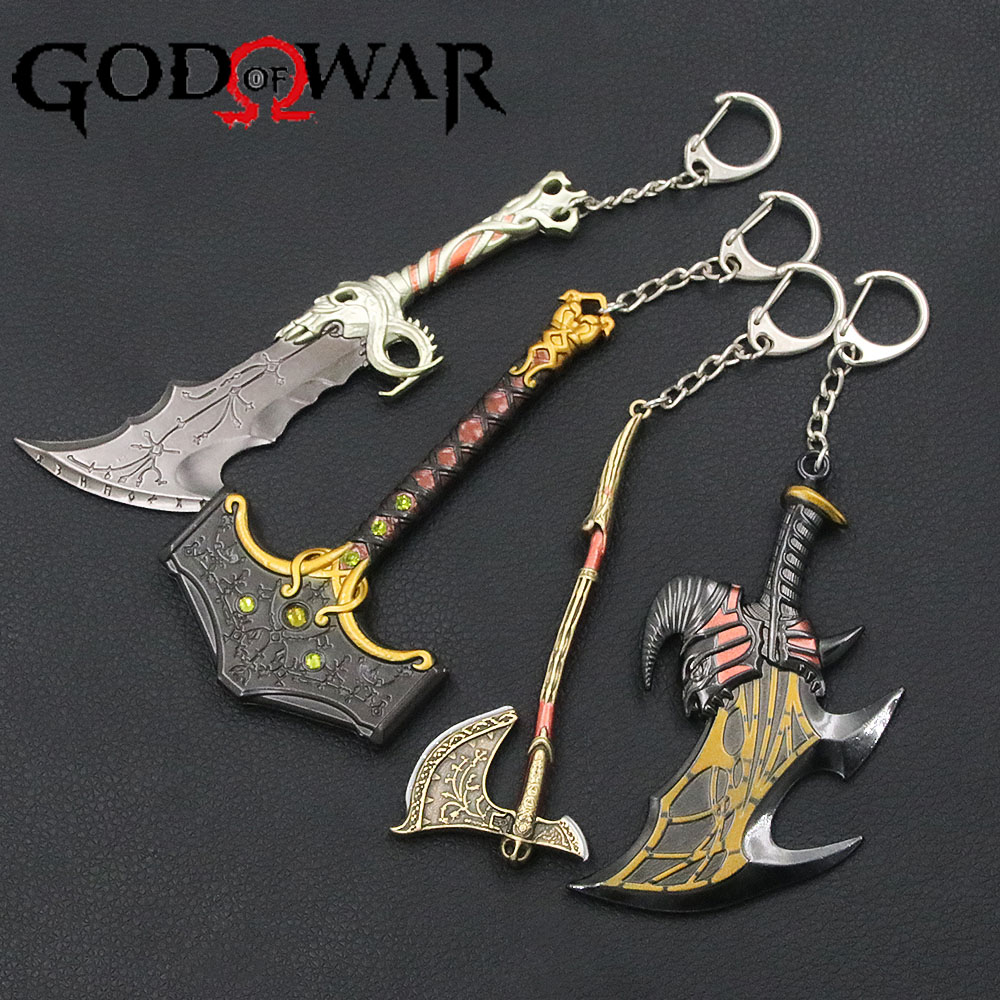 게임 전쟁의 신 5 라그나로크 열쇠 고리 Kratos Ares 토르의 망명 막대기 Leviathan Axe 무기 열쇠 고리 남성용 보석