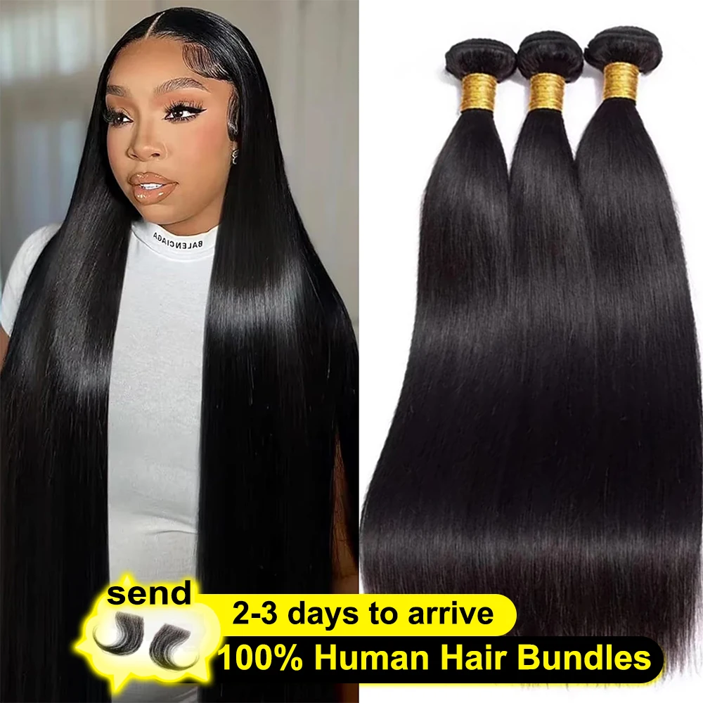 12a feixes de cabelo humano em linha reta 100% cabelo humano 30 32 40 Polegada extensões de cabelo cru preto remy tecer 3 4 pacotes 3-5 dias de entrega