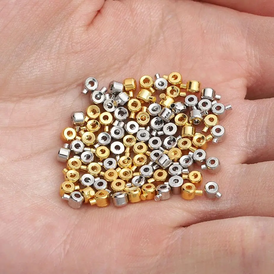 10Pcs สแตนเลสสตีล Stopper Spacers ตําแหน่ง CRIMP End Septum คลิปสําหรับเครื่องประดับ DIY สร้อยคอสร้อยข้อมือ CONNECTOR