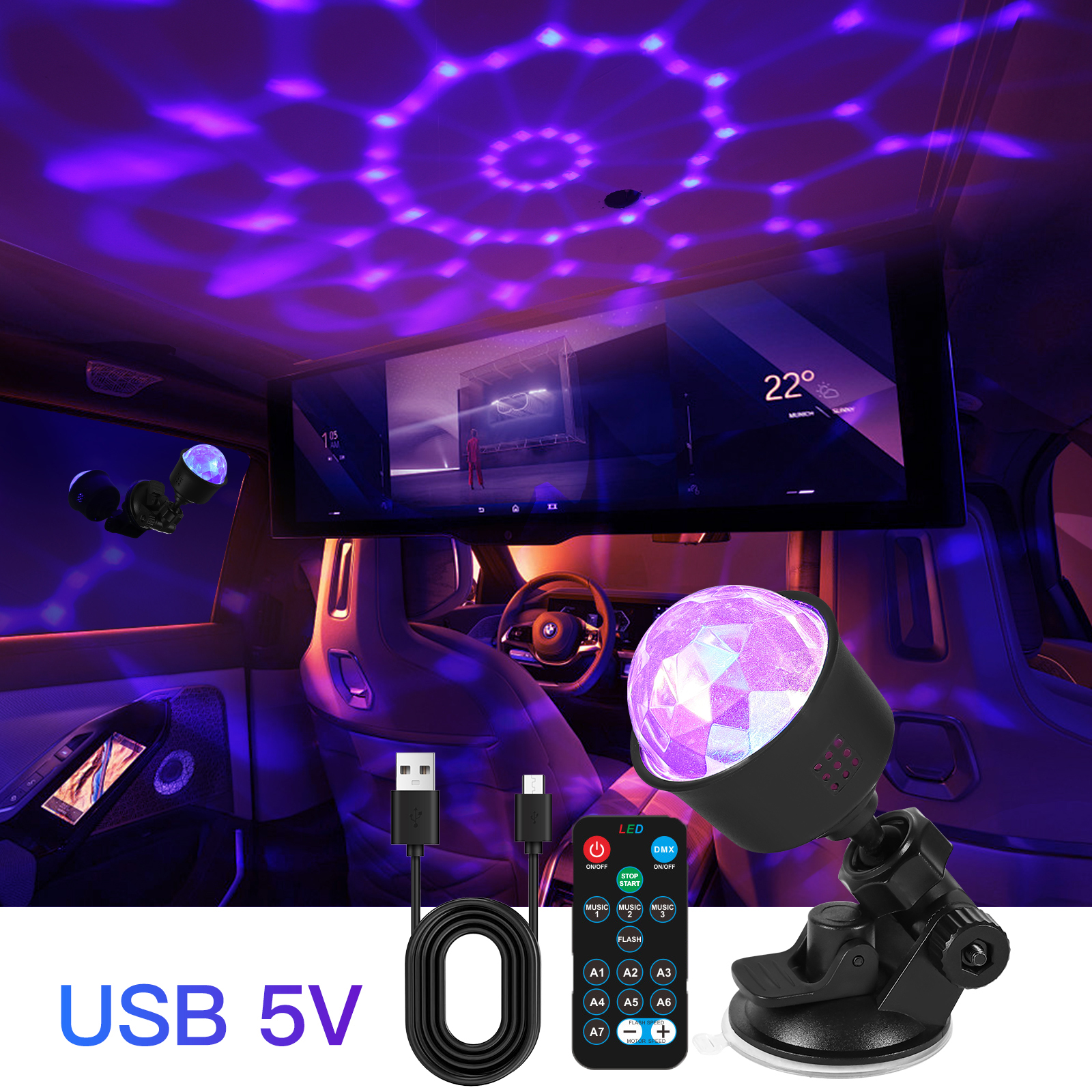 7 Colors Strobe Light Sound Activated Stage with Remote Control Disco Ball Lamps for Home Room Parties Kids Birthday Wedding Bar