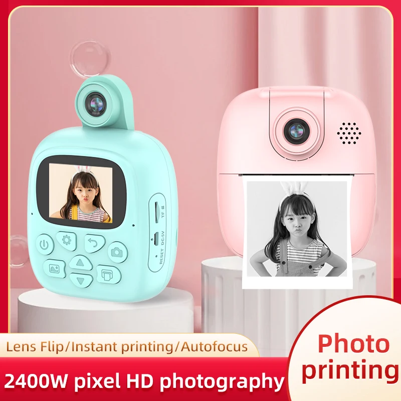 Crianças Digital Câmera Inteligente, Impressão Instantânea, Brinquedos Mini Câmera Portátil, Impressão Térmica, Selfie