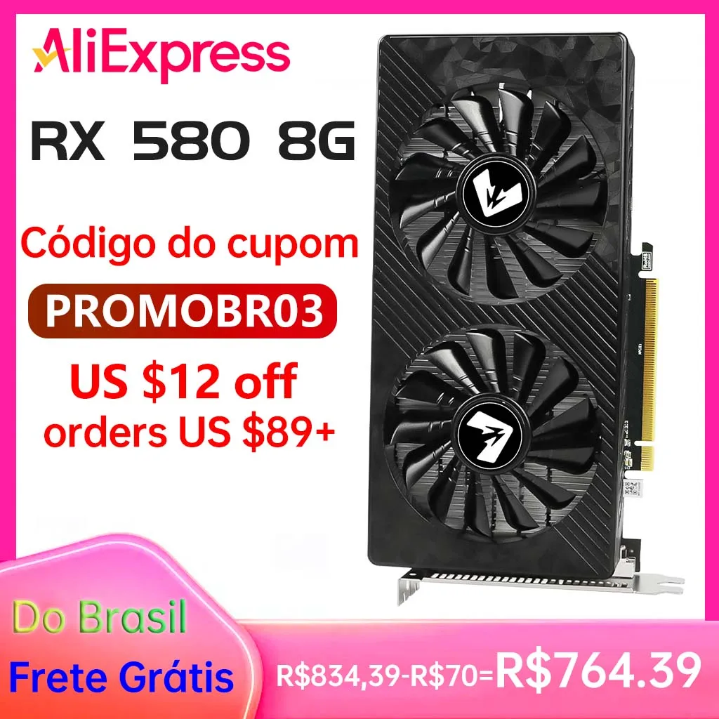 MAXSUN Cartões Gráficos Novo AMD Radeon RX580 2048SP 8G GDDR5 256bit Placa de Vídeo Para Desktop Gaming Componentes de Computador RX 580 GPU
