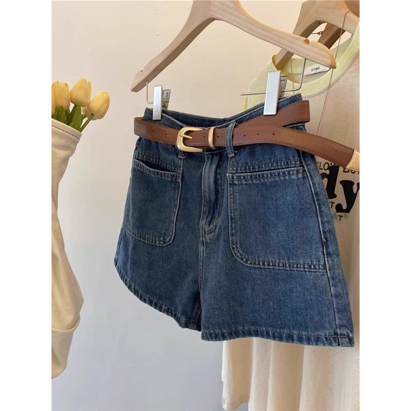 High Waist A-Line Wide Leg Jeans orts for Pear aped Women plus Size Summer Blue Denim Slimming Hot Pants Korean Sle