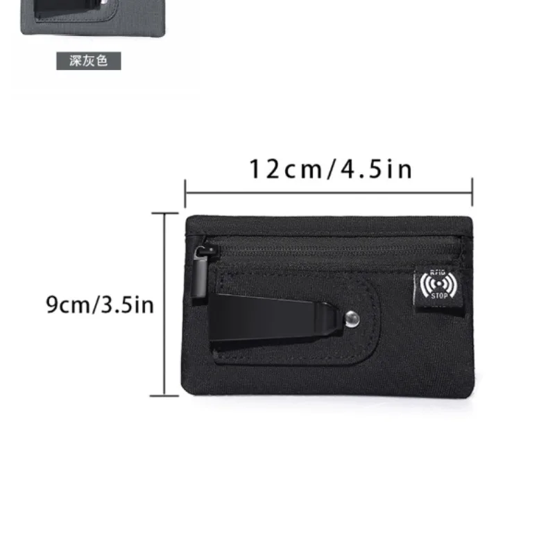 1PC มินิเหรียญกระเป๋าผ้าเรียบง่ายกระเป๋าซิปและเข็มขัดคลิป Non-braided RFID การปิดกั้นเงินกระเป๋าสําหรับเงินสดและเหรียญ