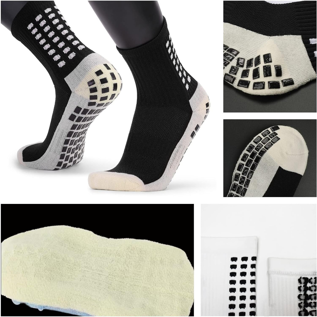4 Paar Anti-Rutsch-Fußballsocken für Männer und Frauen, rutschfeste Fußball-Basketball-Tennis-Sportsocken, Grip, Radfahren, Reiten, Yoga-Socken