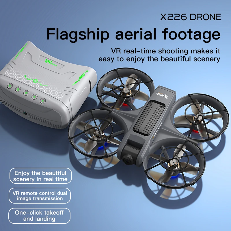 Novo x226 mini drone rc com câmera dupla profissional 8k hd 6 eixos modo sem cabeça 360 voar remoto quadcopter meninos crianças presente drones