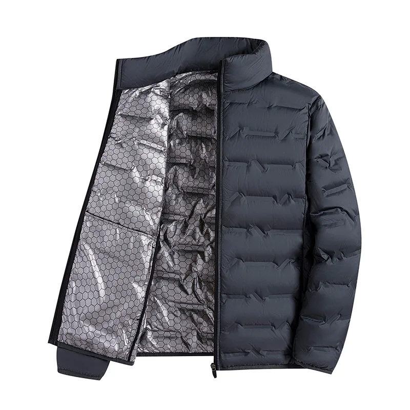 Männer Einfarbig Stehkragen Lange Sleeve Zipper Casual Trendy Gans Unten Mäntel Winter Neue Mode Männlichen Einfache Grundlegende Cothes top