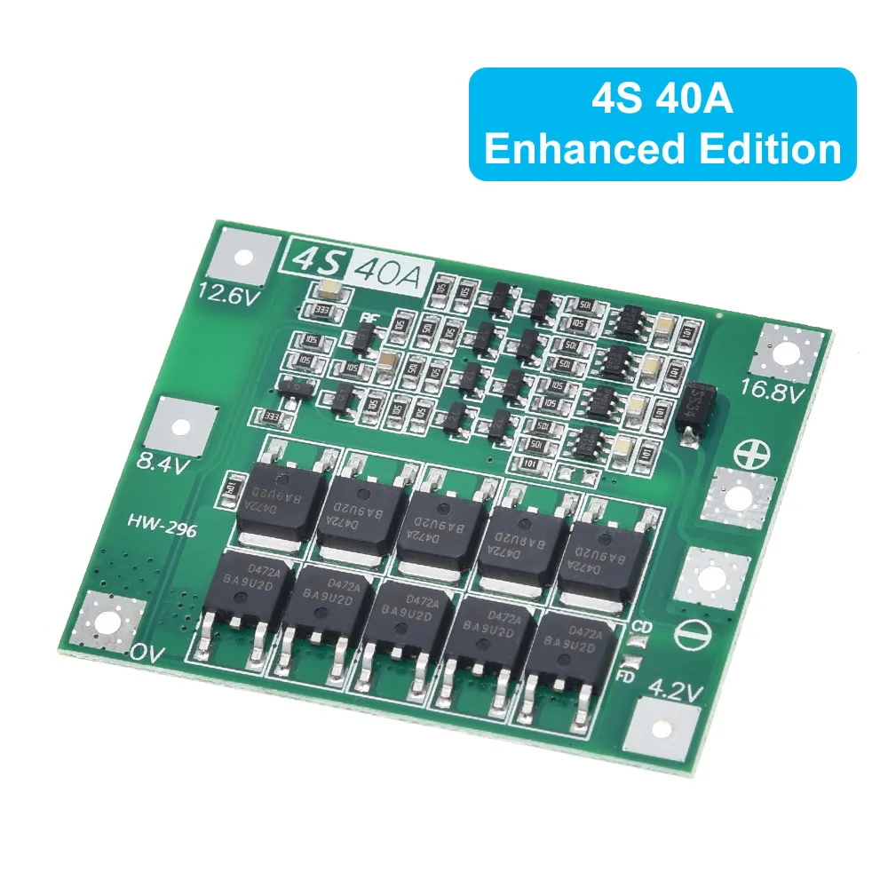 3S/4S 40A 60A Защитная плата зарядного устройства для литий-ионного аккумулятора 18650 BMS для двигателя дрели 11,1 В 12,6 В/14,8 В 16,8 В Улучшение/балансировка