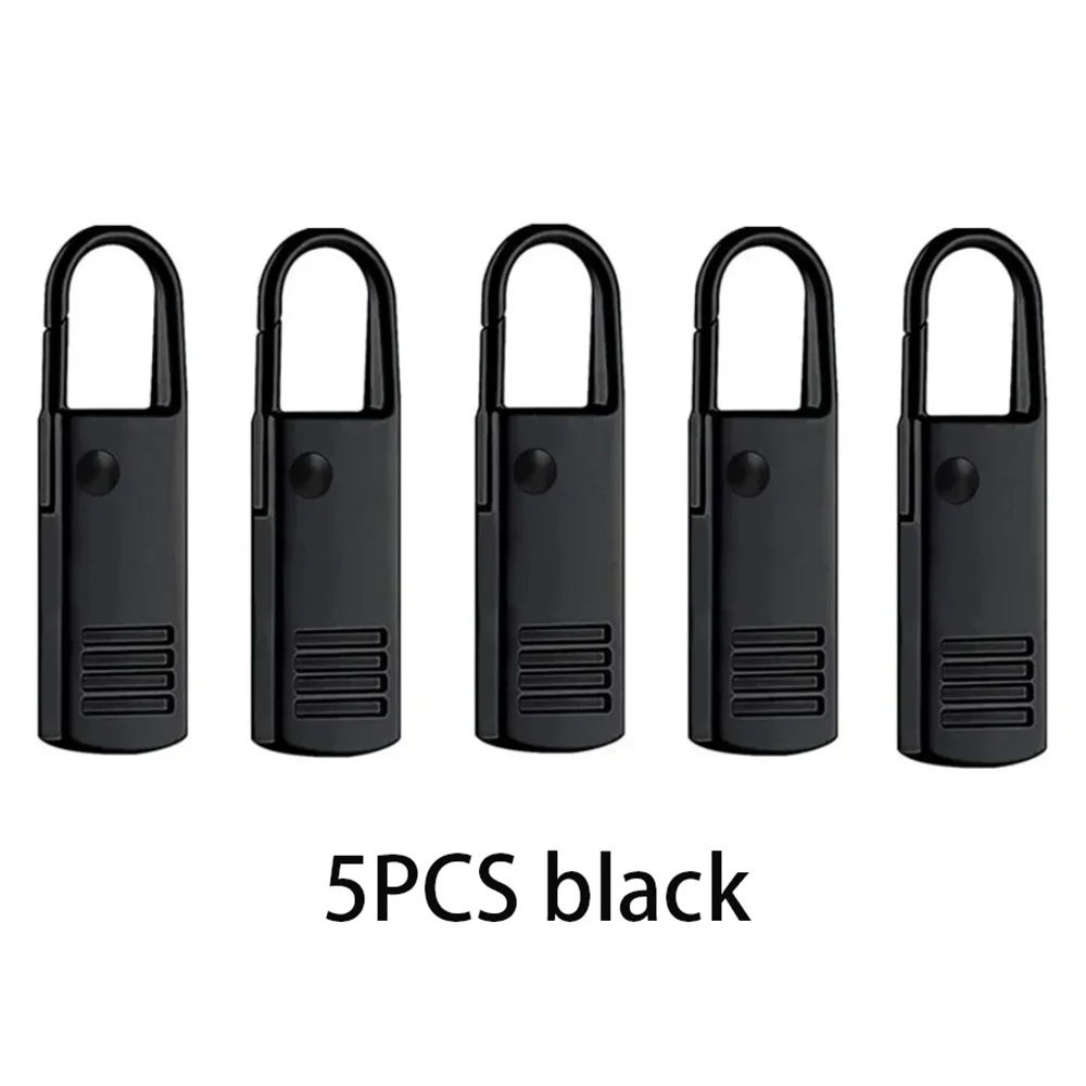 5 peças puxador de zíper removível preto, acessórios de zíper de substituição para jeans e mochila, ferramentas de costura