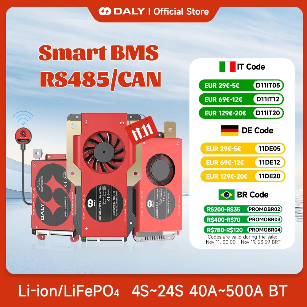 Daly Thông Minh BMS LiFePo4 4S 12V 24V 36V 48V 30A 60A 100A 120A 150A 200A 250A 500A Li-Ion BMS 3S 6S 7 7S 8S 10S 12S 13S 16S 20 24S