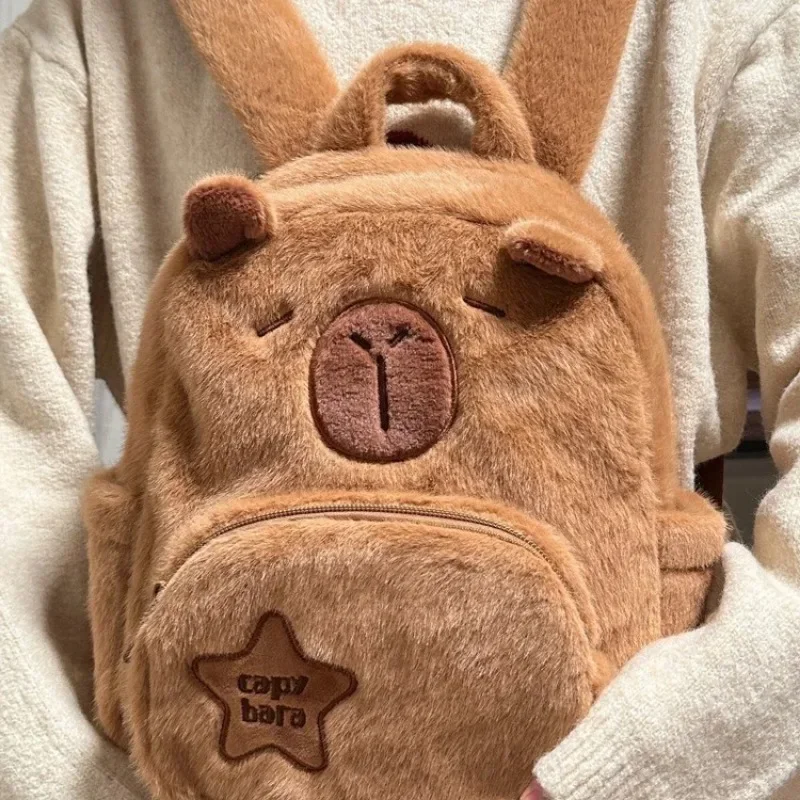 Capybara ตุ๊กตา Plush Capibara กระเป๋าเป้สะพายหลัง Kawaii แฟชั่น Plushie กระเป๋านักเรียนเด็กขนสัตว์ไหล่กระเป๋าผู้หญิง Mini กระเป๋าเป้สะพายหลังกระเป๋าของขวัญ