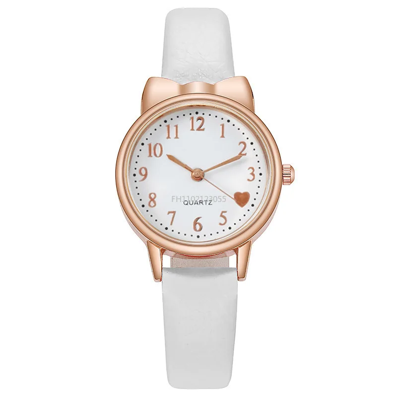 Nova moda crianças amor mostrador digital crianças relógio conjunto pulseira de couro relógios de quartzo criança meninas relógio de presente das crianças (sem caixa)