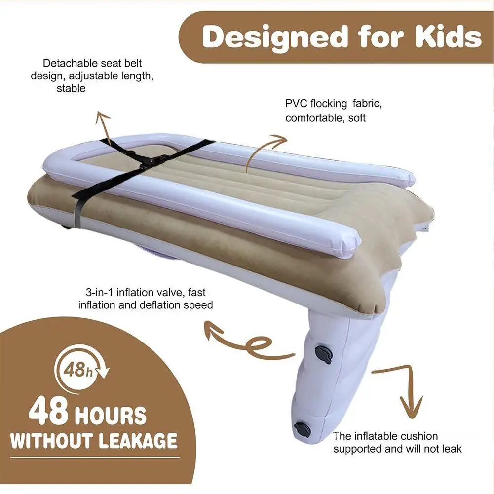 Cama de avião portátil para crianças, colchão inflável para bebês e crianças, extensor de assento de cama de ar, colchão de dormir para viagem, carro, viagem na estrada
