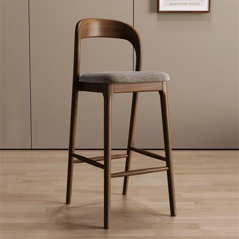 Nordic Designer Solid Wood Bar Chairs Counter Stools Island Table Dining Chair Kitchen High Legged Stool Light Luxury Furniture