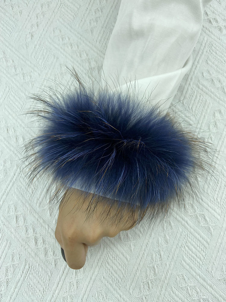 Puño de piel de mapache Real para mujer, accesorios para el cabello, pulsera envolvente de piel de mapache Natural de lujo, accesorios para el verano