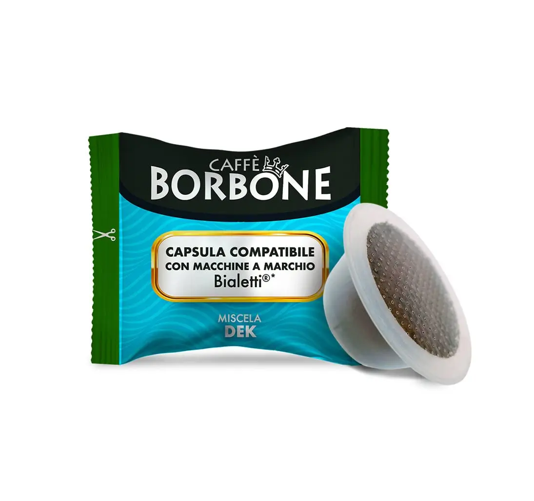 Bourbon Koffie Cafeïnevrij Mengsel-100 Capsules-Compatibel met Bialetti merkmachines *