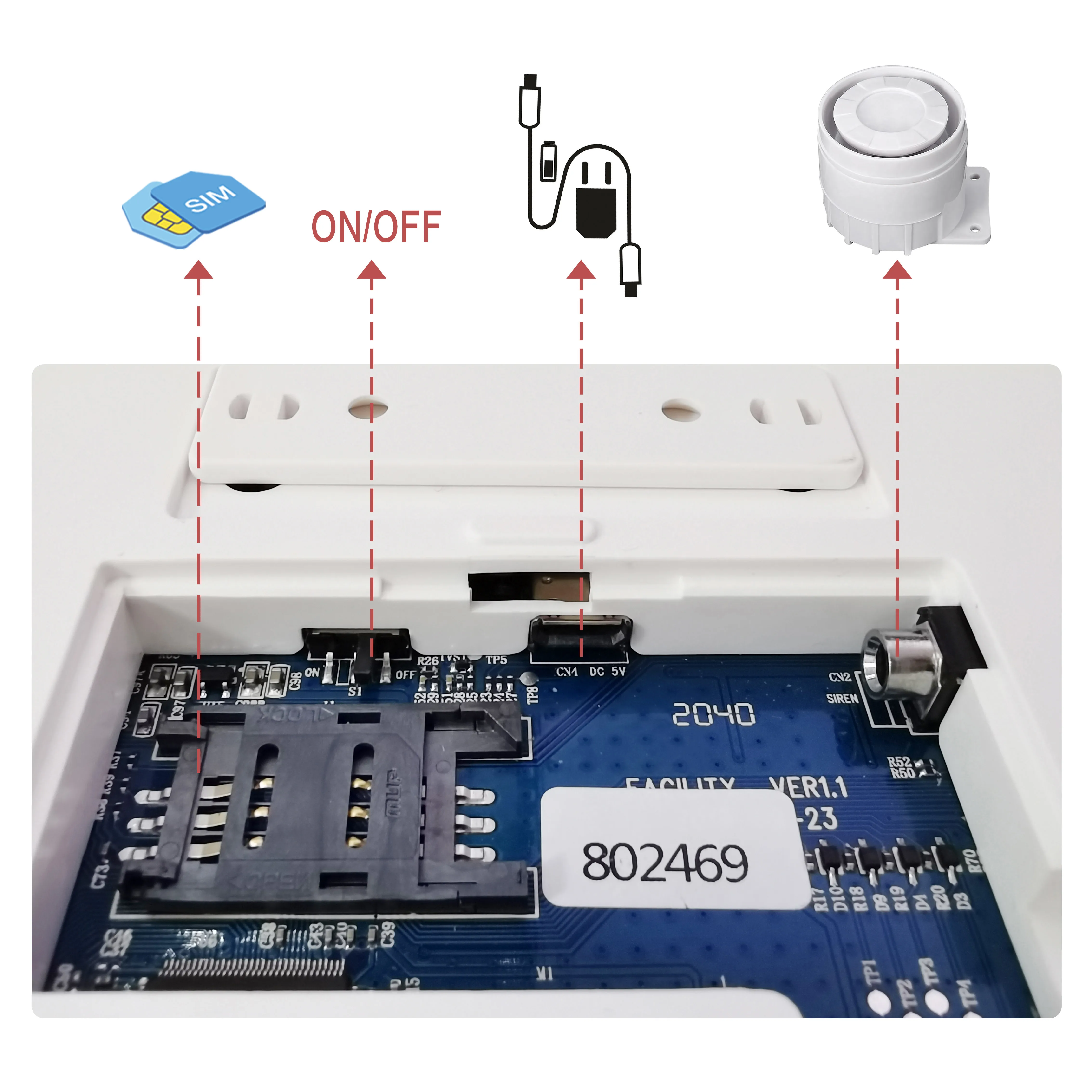 PGST PG-107 4G Wireless Home Alarm System ระบบรักษาความปลอดภัย WiFi 4.3 นิ้ว Full Touch Screen, ใช้งานร่วมกับ Alexa และ Google
