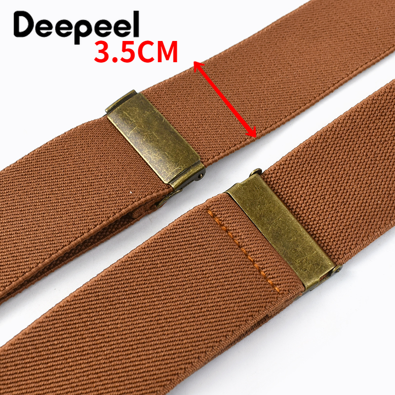 Deepeel 3.5*120cm Men's Adult Suspender X-Type Braces 4 Clips Hook Buckles Adjust Strap Elastic Belt Suspenders for Male Pants