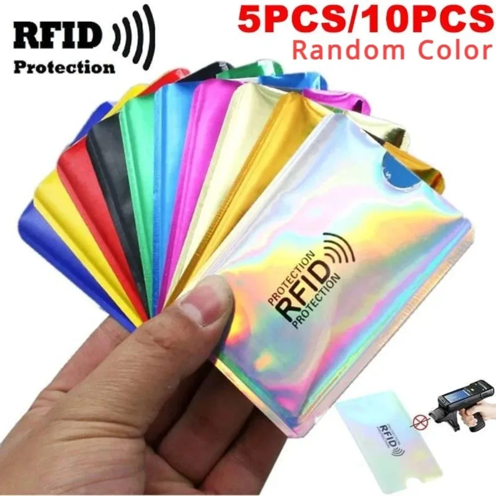 Fundas de bloqueo RFID de 10 Uds., funda segura de protección antirrobo de identidad para tarjetas de crédito, tarjeta de débito, funda de plástico transparente
