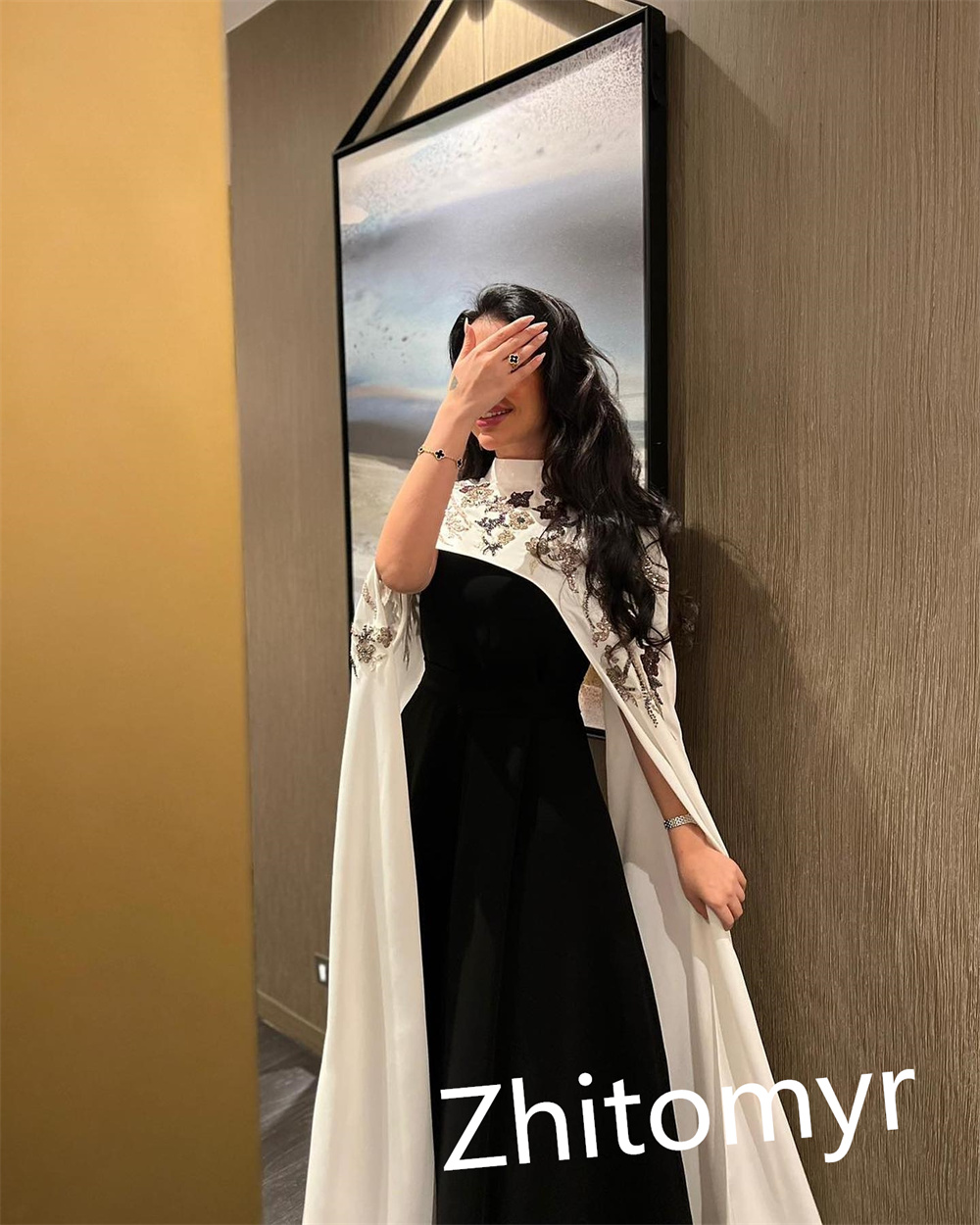 Customized Classic Modern Style Formal Evening High Collar A-line Beadings Bespoke Occasion  Prom Dress