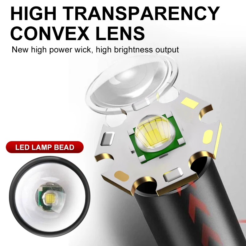 ไฟฉายขนาดเล็ก USB ชาร์จอลูมิเนียมอัลลอยด์ไฟฉาย Super Bright LED ลูกปัดปรับโฟกัสไฟฉายพกพาระยะไกล