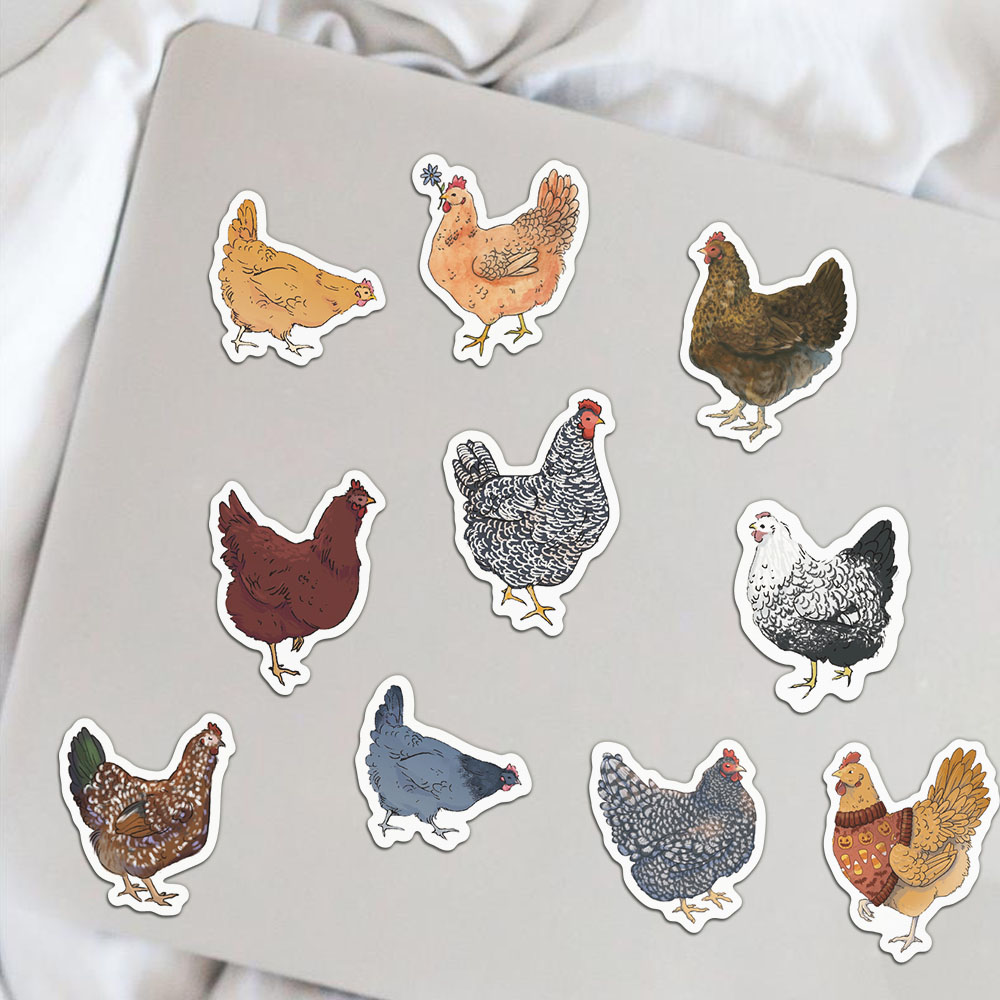 500PCS Creative Hen Roll Adhesive Tape, Animal Graffiti, Laptop Case, Desktop Water Cup Stickers