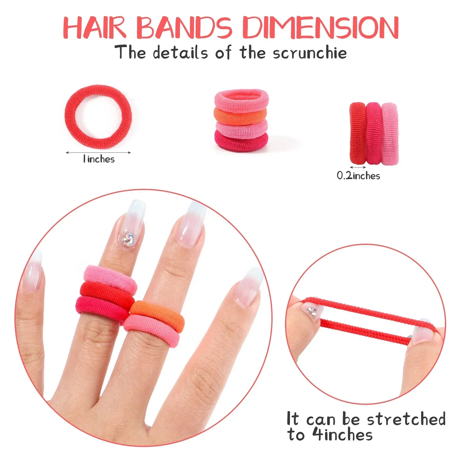 100 Uds. Lazos elásticos básicos coloridos de nailon para el cabello para niñas, coleta para sujetar, banda de goma, accesorios para el cabello de moda para niños
