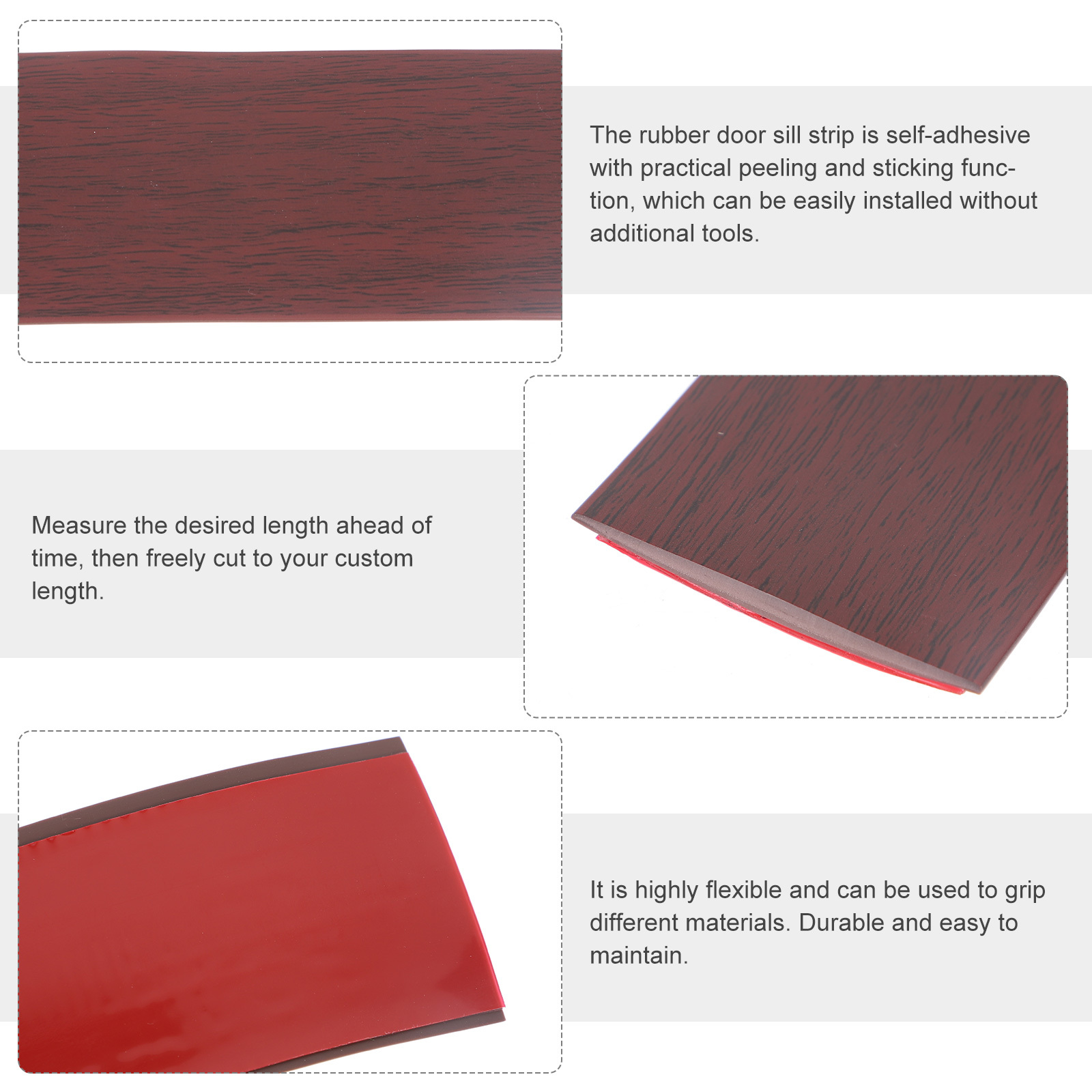 Floor Transition Strip Pvc Adhesive Back Durable Flexible Threshold Trim For Carpet Tile Vinyl Wood Flooring Gap Cover Stovetop