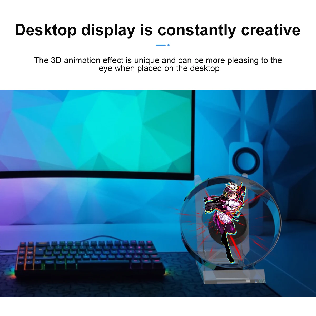 Luzes de publicidade holográfica 3d LED modelo de mesa tela de ventilador com reprodução de áudio com tampa transparente ventilador holográfico