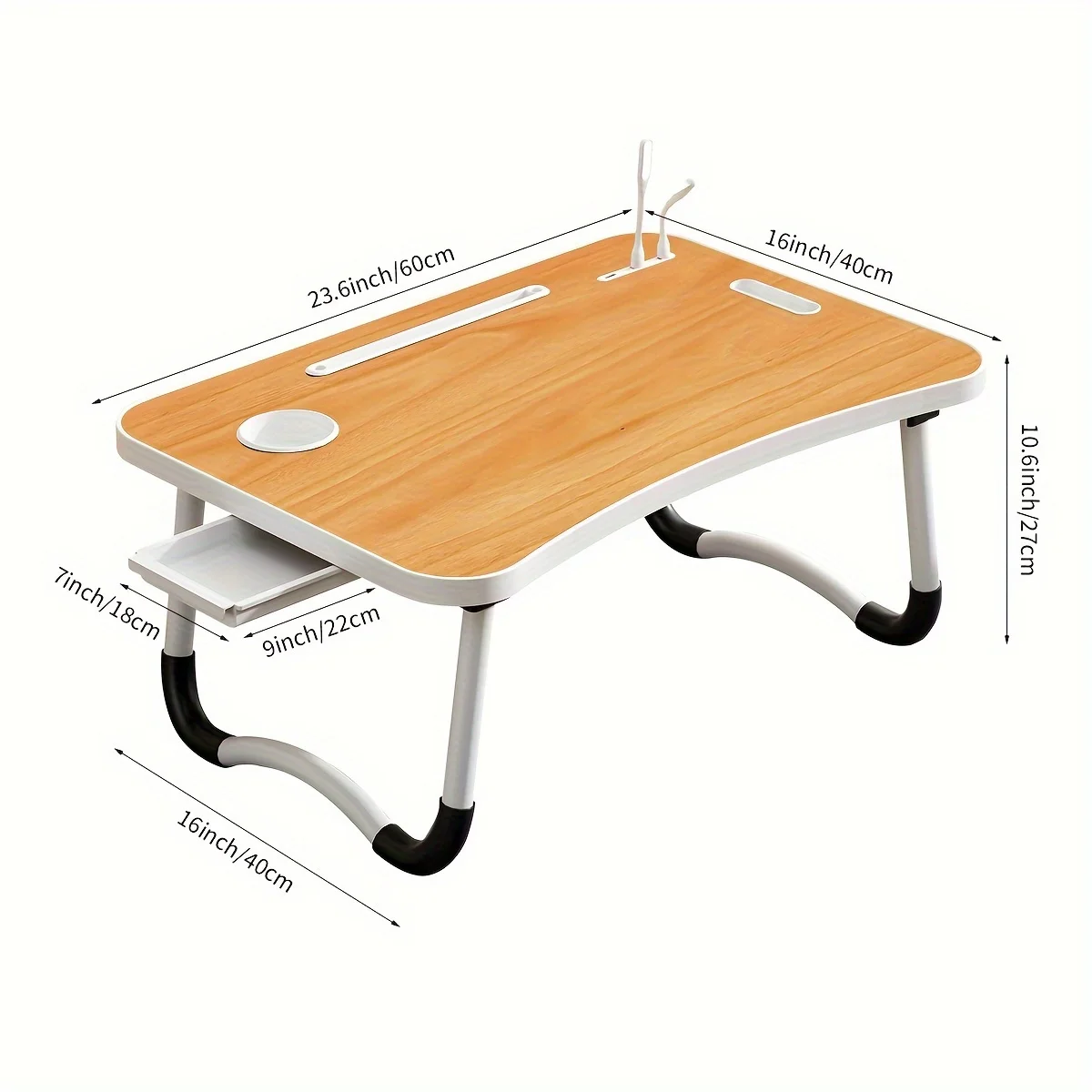 Extra Large Multifunctional Foldable Laptop Bed Desk - Multifunctional Tray Stand with Cup Holder and Drawer Stable and Durable
