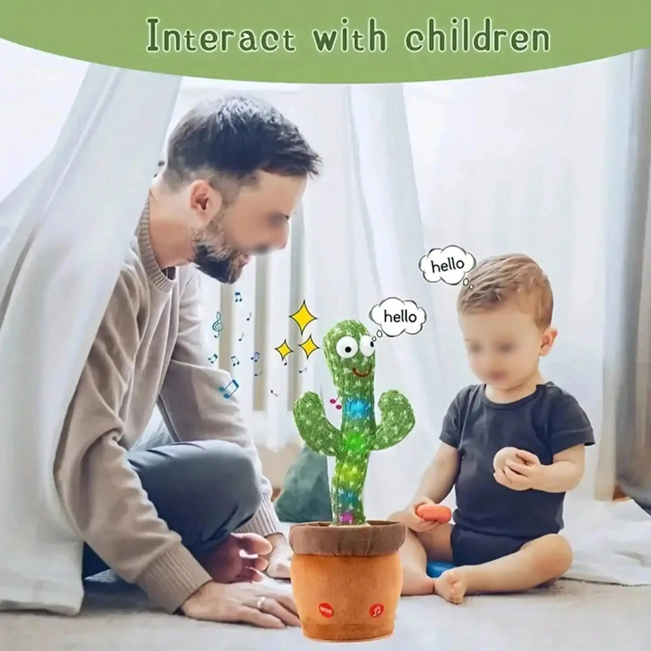 1pc-Dancing Talking Cactusของเล่นสําหรับเด็กทารกและเด็กหญิง,ร้องเพลงเลียนแบบการบันทึกซ้ําสิ่งที่คุณพูด Sunny Cactus Up Plus
