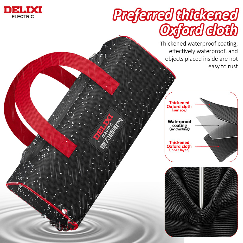 DELIXI ELECTRIC Tool Bag Oxford Pano Bolsa de armazenamento portátil, eletricista profissional e reparo de carpinteiro, armazenamento doméstico, bolsa