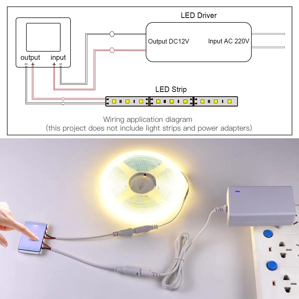LED調光器付きバスルームミラー,調整可能な明るさ,タッチセンサー,バックライト装飾,12v