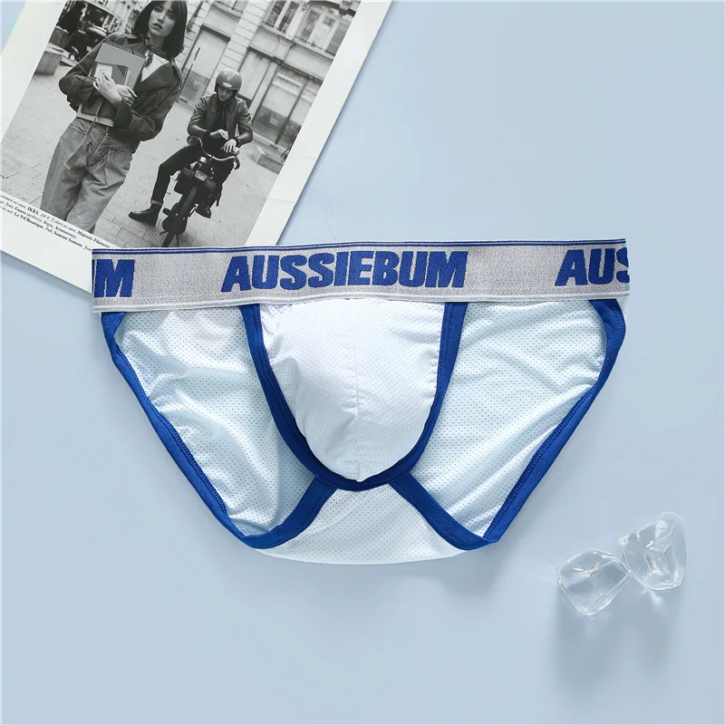 男性の下着弾性メッシュ快適な通気性のセクシーなハイフォークユースブリーフ aussiebum 男性のブリーフミルクシルクウエスト快適