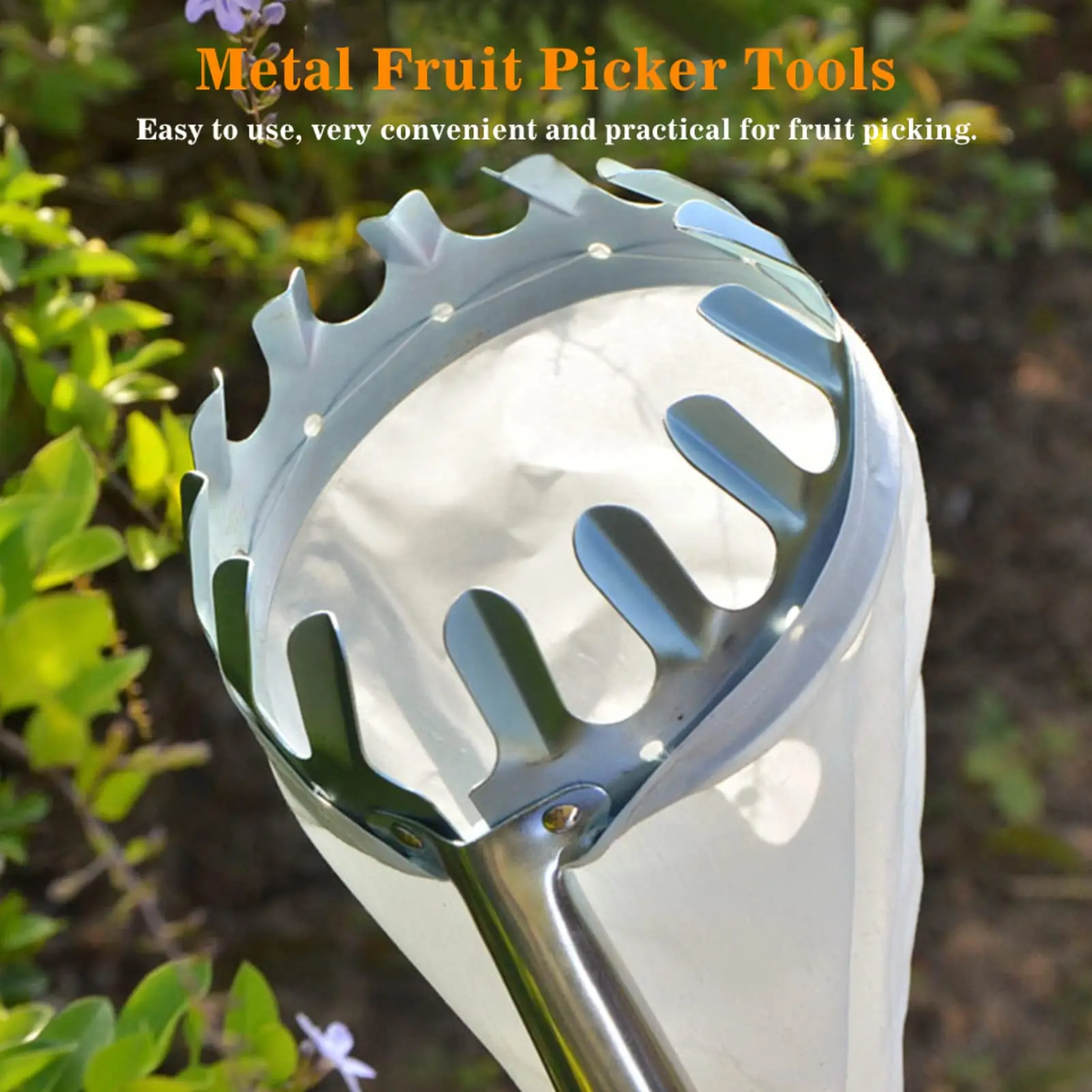 1 PC ผลไม้ Picker เครื่องมือ,โลหะเชอร์รี่ Picker เครื่องมือ,ผลไม้ Picker ตะกร้าหัว, ผลไม้ Harvester สิ่งที่แนบมาสวนเครื่องมือฮาร์ดแวร์