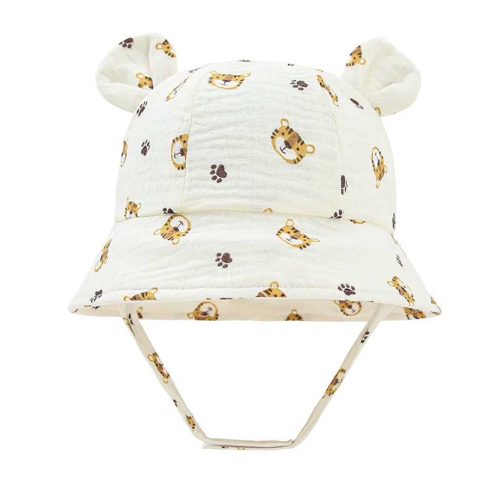 Sombrero de Sol de algodón para bebé, gorros de playa con Orejas de conejo al aire libre, estampado de Panamá, Unisex, para playa de 3 a 12 meses