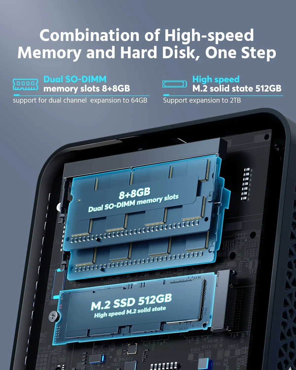 ACEMAGIC Mini PC AMD Ryzen 7 5700U(up to 4.3GHz, 8C/16T)16GB RAM 512GB SSD Mini Desktop Computer Wifi 6/BT5.2/DP+HDMI/USB-C