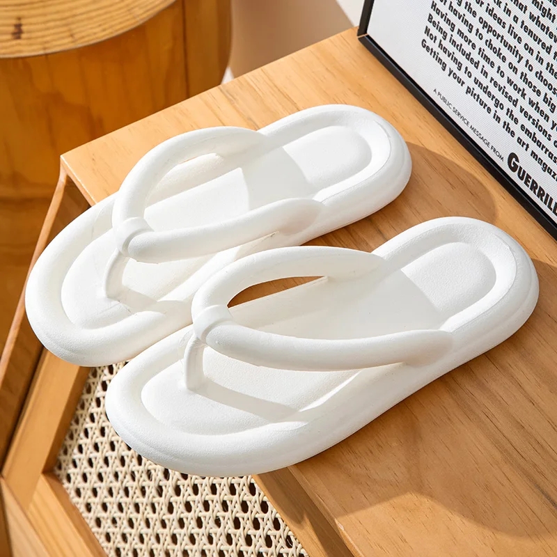 Soft Sole EVAผู้หญิงFlip Flops 2024 ฤดูร้อนชายหาดลื่นCloudรองเท้าแตะผู้หญิงหนาแพลตฟอร์มคลิปToeห้องน้ําสไลด์