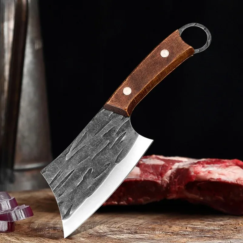 Cuchillo de carnicero para cortar pescado, carne, verduras, cuchillo de carnicero, mango de madera de acero inoxidable, cuchillos de cocina para Chef
