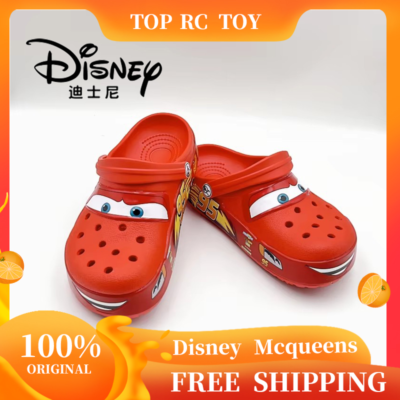 Zapatillas impermeables sólidas de dibujos animados de Disney Mcqueens Pixar, sandalias de arena para exteriores, zapatos informales transpirables con envoltura en el tobillo Eva para adultos, regalos