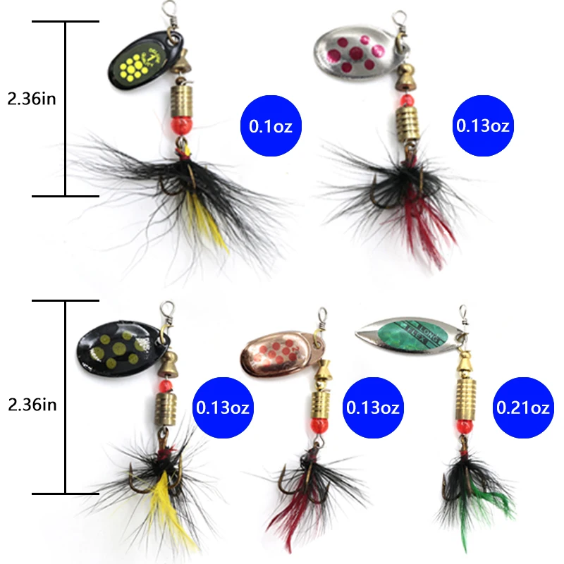 Cucchiaio di metallo Spinner Richiamo di pesca 10 pezzi Set Spoonbait Crankbaits Wobblers da pesca per luccio Kit all'uncinetto Esca artificiale