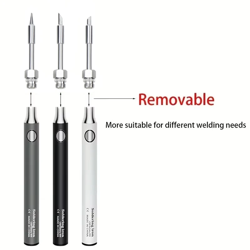 Usb 5v 8w ferramenta de ferro de solda caneta diy caneta de solda sem cabo, casa ao ar livre conveniente conjunto de ferramentas de reparo de soldagem