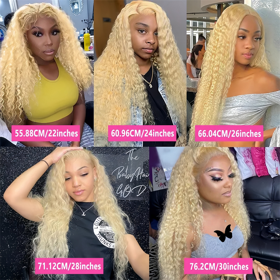 금발 613 Hd 레이스 정면 가발 13x6 13x4 투명 Hd 레이스 전면 곱슬 가발 30 32 인치 Preplucked 딥 웨이브 인간의 머리 가발