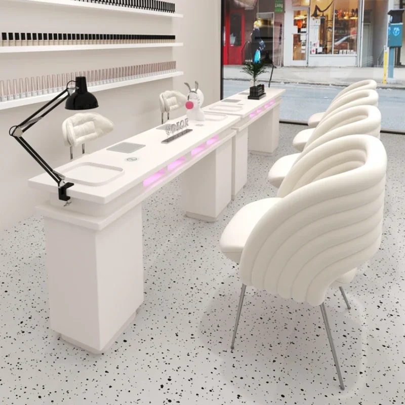 Conjunto de cadeiras de mesa de unhas europeias brancas profissionais manicure mesa de unhas estética nórdica tavolo per unghie móveis de salão de beleza