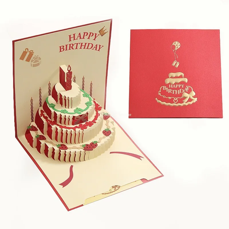 3D Unique Pop Up Birthday Card for Kids Boy Baby Shower First Birthday Party Greeting Cards Handmade Miniatures Postcard Gifts