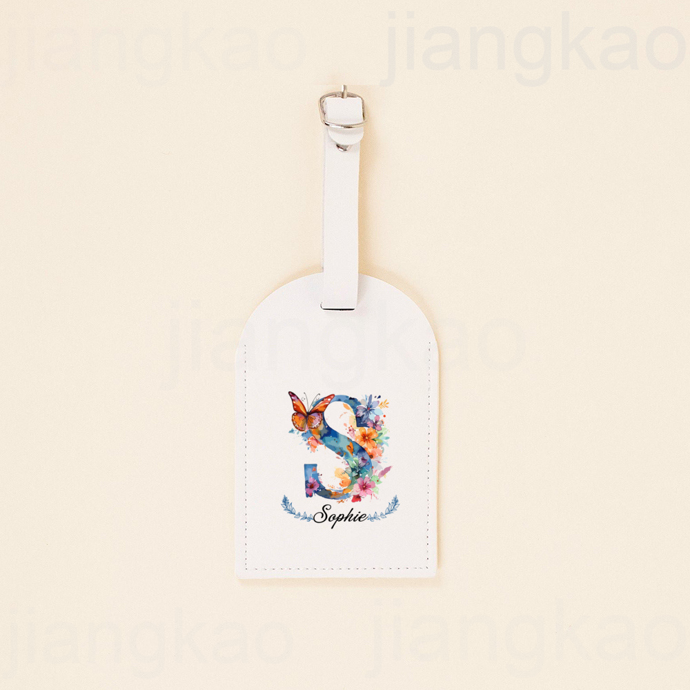 Etiqueta de bagagem pu personalizada, carta de flor com nome, etiqueta de mala, acessórios de viagem, presente de aniversário de casamento para ela