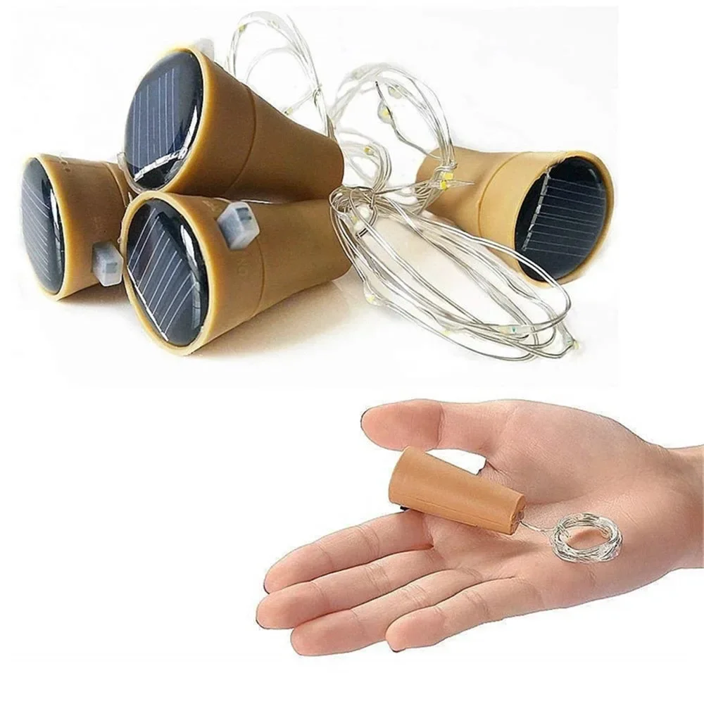 Solar Wine Bottle String Light 2M 20LEDs Copper Wire Fairy Light Cork Shape Wedding Party Garden Christmas Decor IP65 Solar Lamp