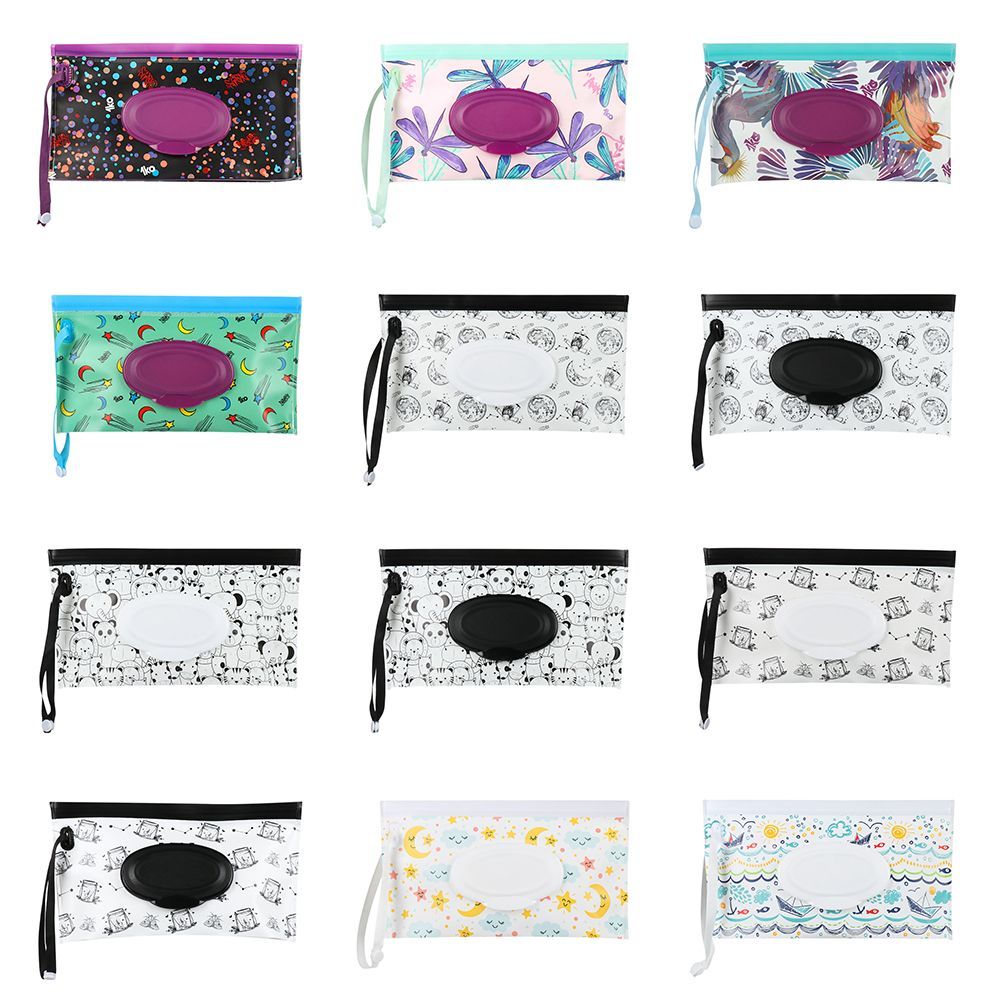 Eva bebê wet wipe pouch bonito snap-cinta recarregável molhado toalhetes saco flip capa caixa de tecido ao ar livre útil carrinho de bebê acessórios