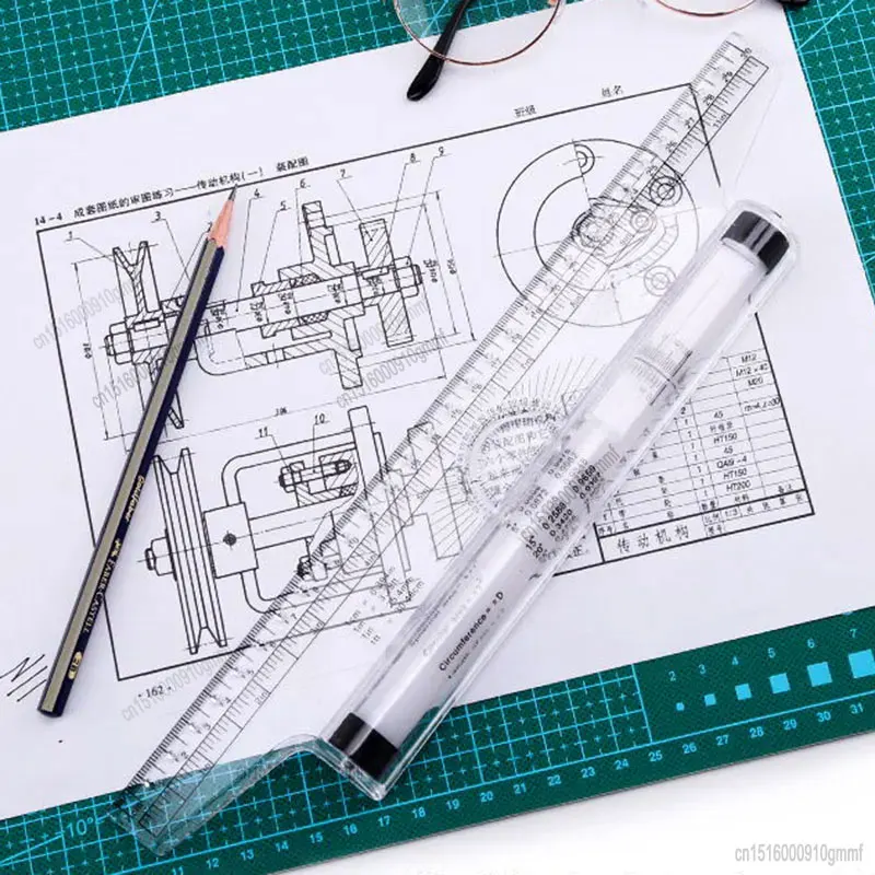 15cm 30cm Multi-purpose Angle Parallel Scroll Rolling Ruler Architect Design Draft Art Drawing Measuring Balance Scale Template