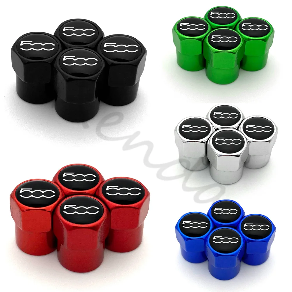 4 Uds. Tapas de válvula de neumático de rueda de coche de aleación de aluminio cubierta de vástago de neumático de aire tapones herméticos para Fiat 500 2007-2015 accesorios de estilo
